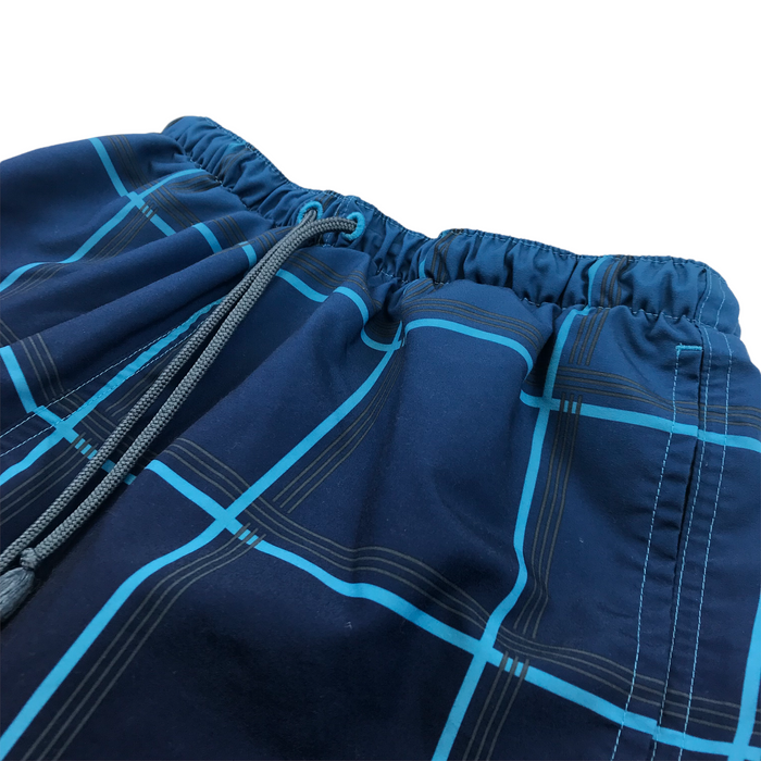 11-12 years navy blue checkeded swim trunks