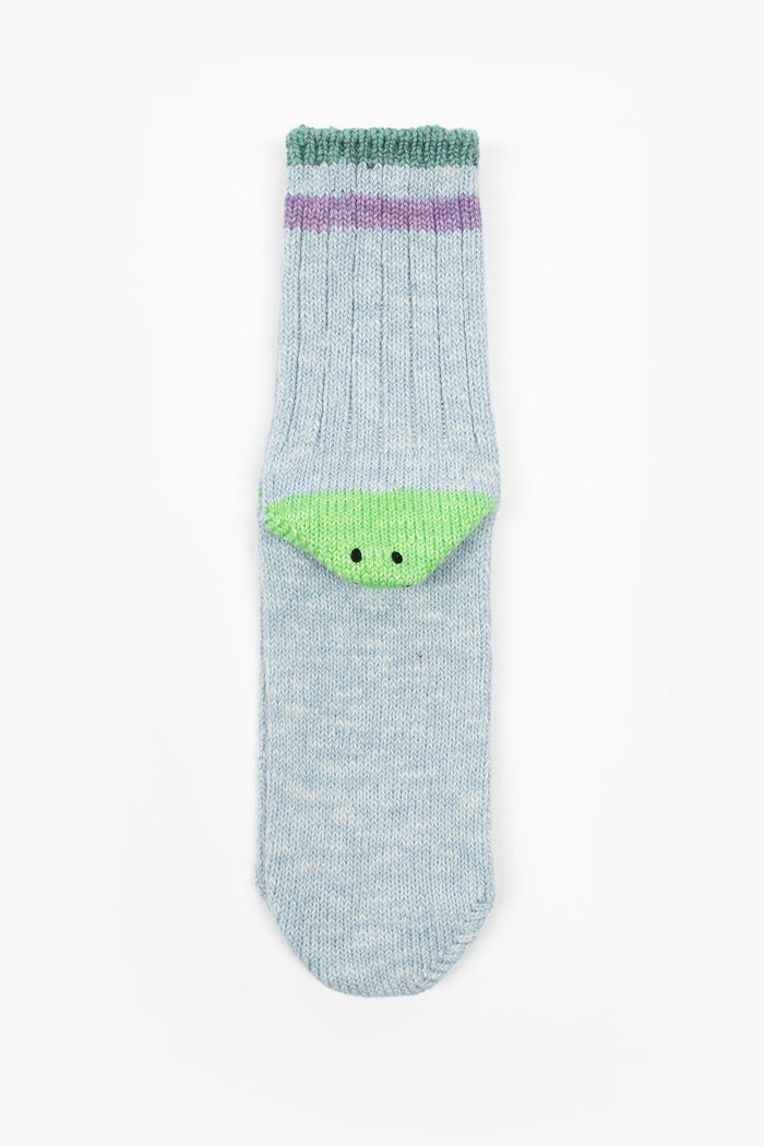 60 Yarns Ivy Rainbowy Happy Heel Hold Socks Sax/Green
