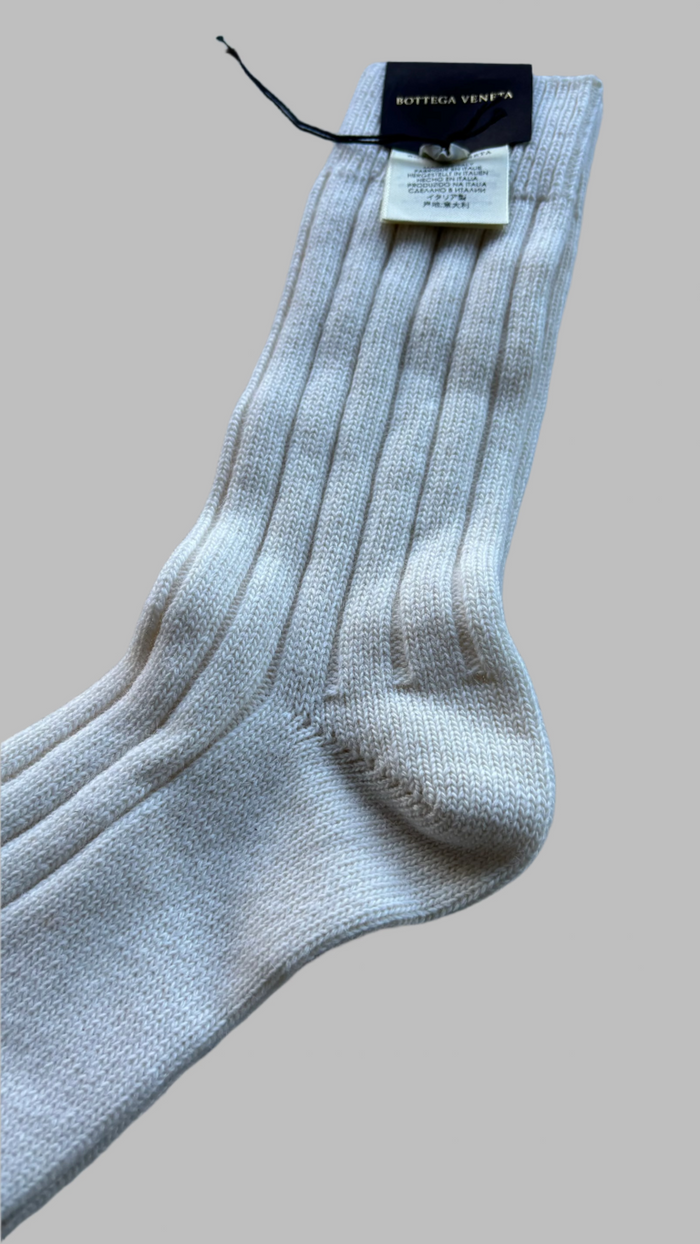 Bottega Veneta Ecru Wool Alpaca Ribbed Socks