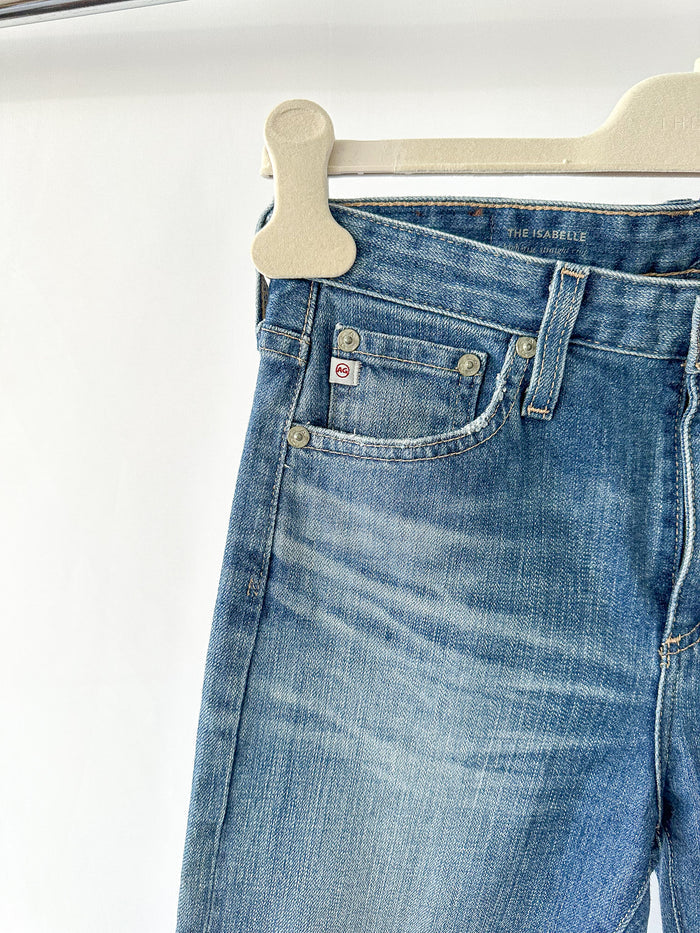 AG Jeans Blue Denim Isabelle High Rise Straight Leg Crop Jeans