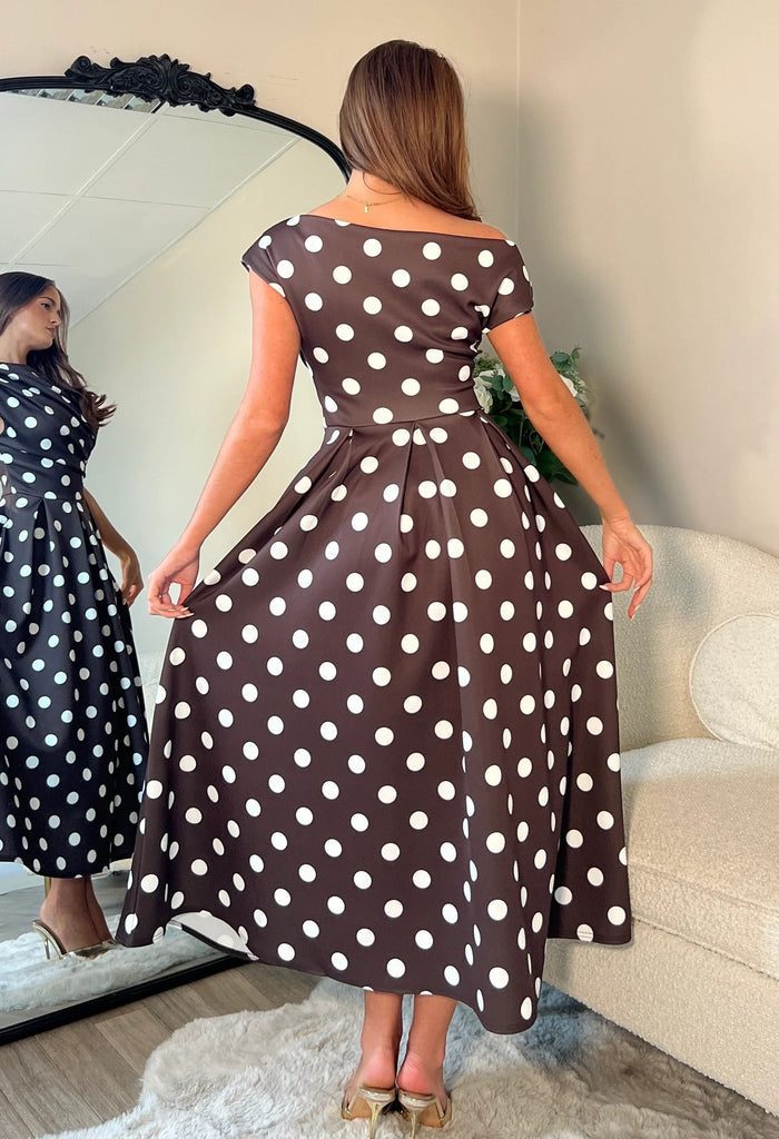 Betty Asymmetric Neckline Skater Midi