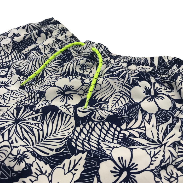 Bluezoo 8-9 years navy blue white floral swim trunks