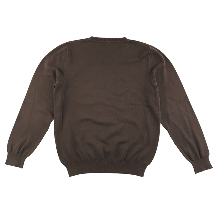Brown unisex v-neck school jumper