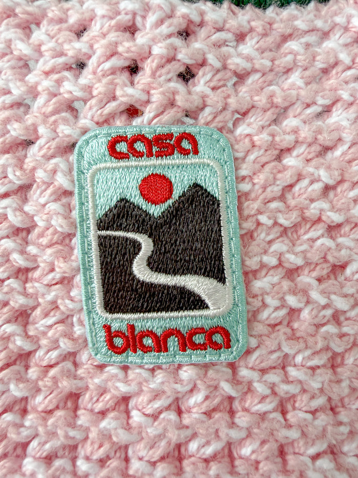 Casablanca Tennis Club Pink Knit Mouline Logo Patch Mini Crochet Dress