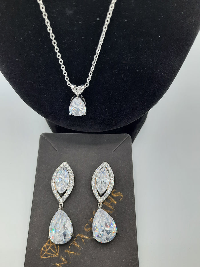 Crystal Eye Gem earrings with necklace - NATASHAHS