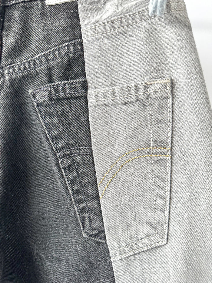 E.L.V. Denim The Twin Grey Black Two Tone Straight Leg Jeans