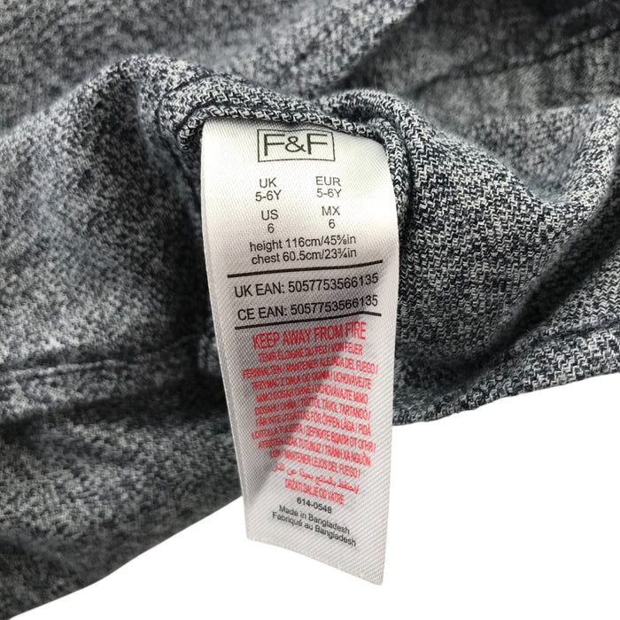 F&F 5-6 years grey plain buttoned cotton shirt