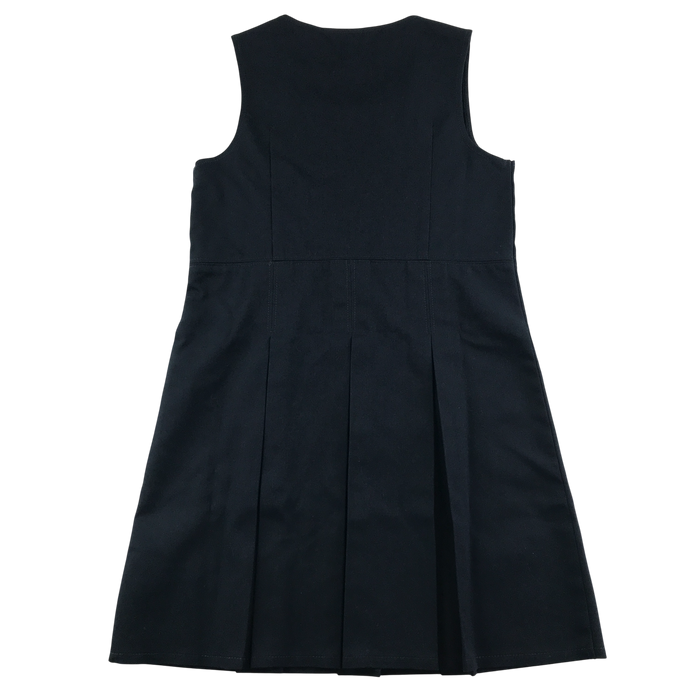 Girls navy A-line with zipper school pinafore
