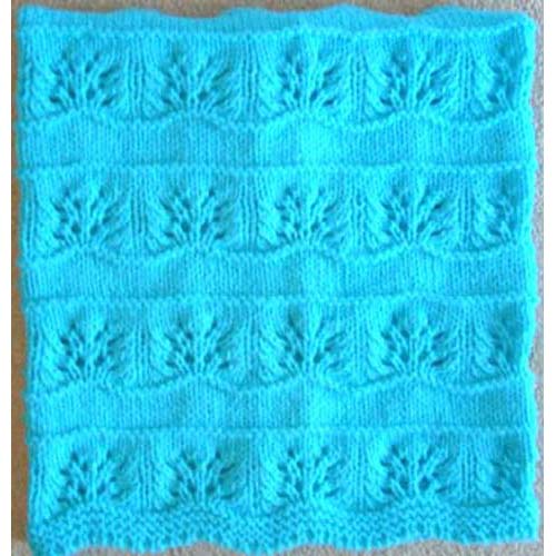 Hand Knitted Baby Blanket - Turquoise Blue Floral Pattern