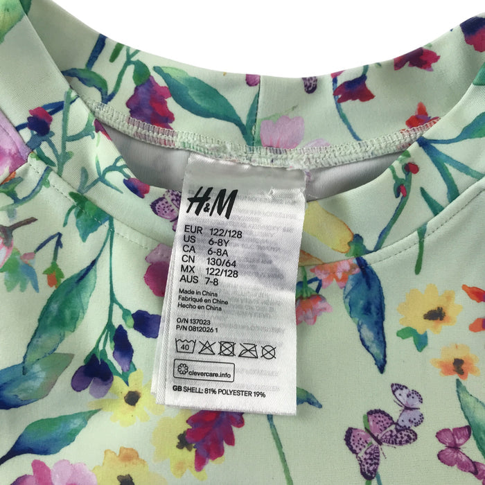 H&M 7-8 years mint floral 2 piece set swimsuit