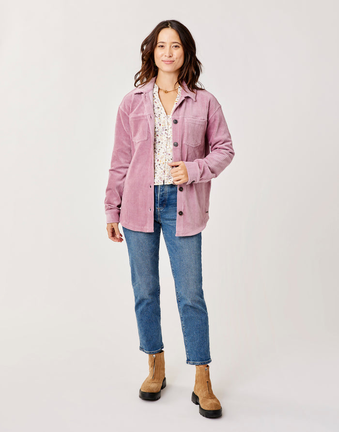 Hudson Stretch Cord Shacket: Orchid - FINAL SALE