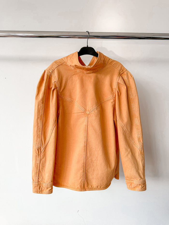 Isabel Marant Espera Orange Sunset Denim Long Sleeve Top