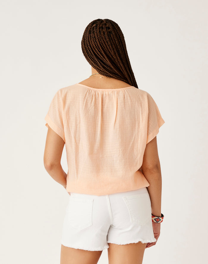James Textured Top: Peach - FINAL SALE
