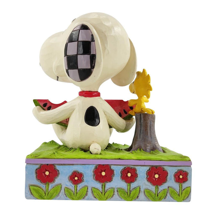 Jim Shore x Peanuts - Snoopy & Woodstock Eating Watermelon Figurine 6010113