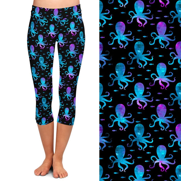 Ladies New Octopus Printed Capri Leggings
