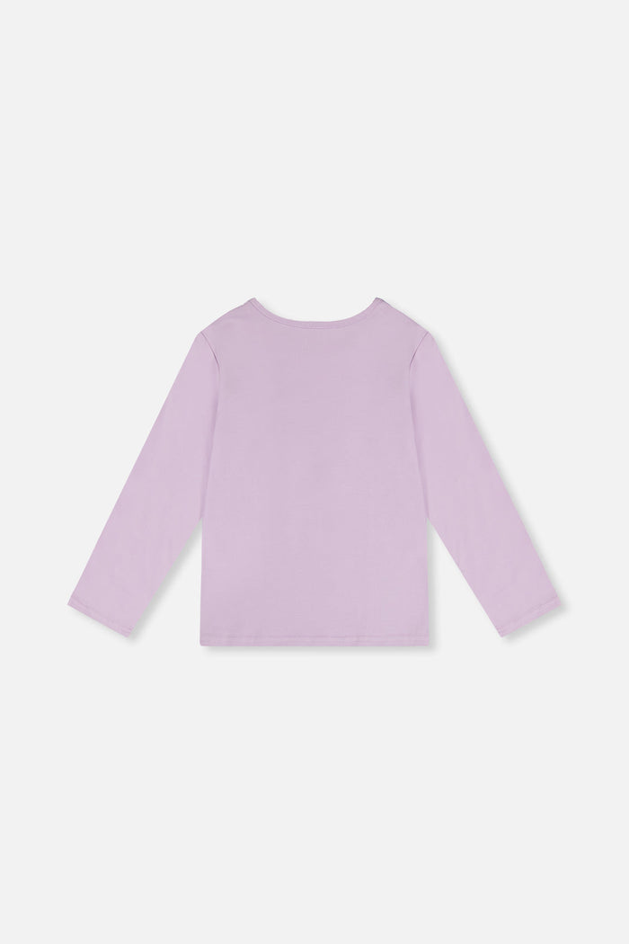 Deux par Deux lavender long sleeve organic cotton tee for girls, back view