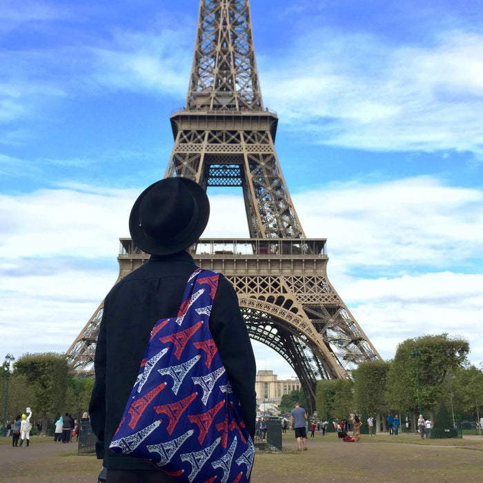 LOQI Tote Bag - Eiffel Tower Blue White Red Paris France