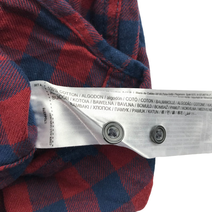 Mango 7-8 years red and black checked with front pocket buttoned cotton shirt