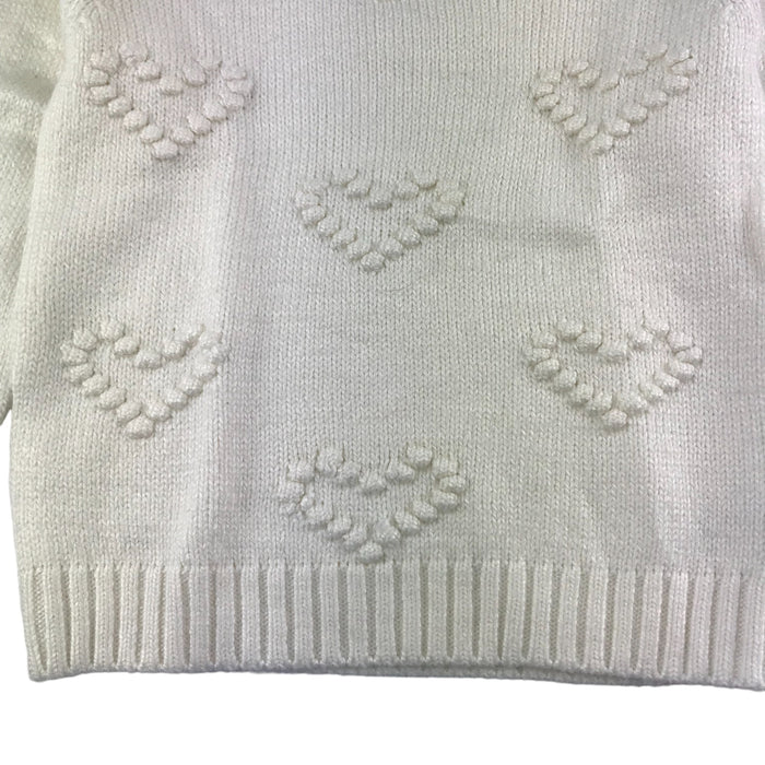 M&Co 6 years white hearts jumper