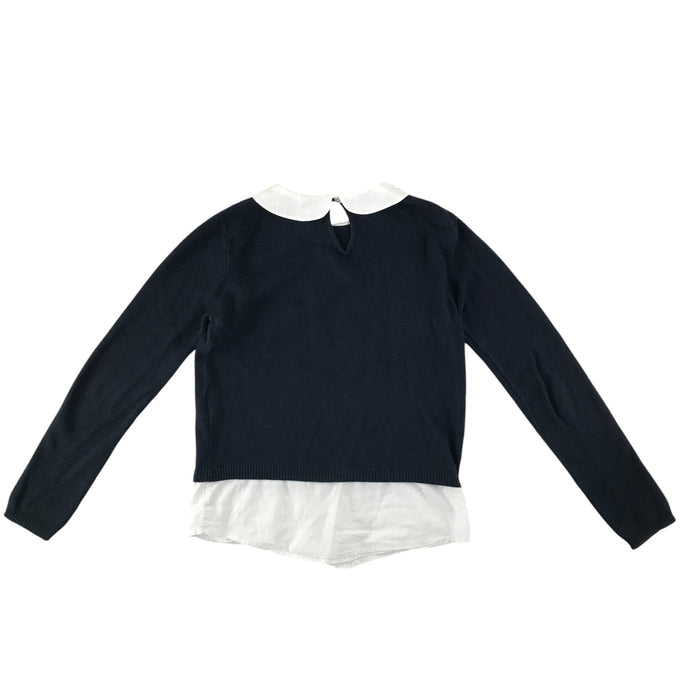 Monoprix 7-8 years black with white collar jumper