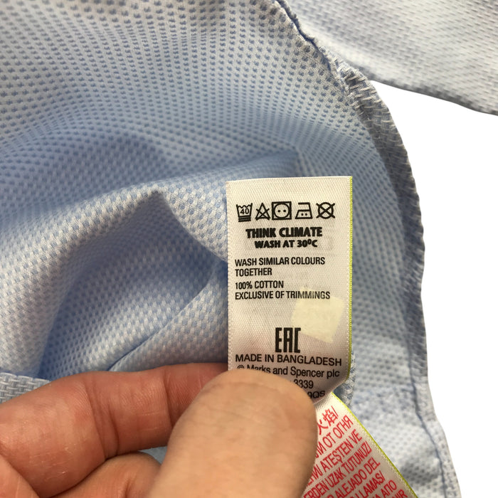 M&S 11-12 years light blue plain buttoned cotton shirt