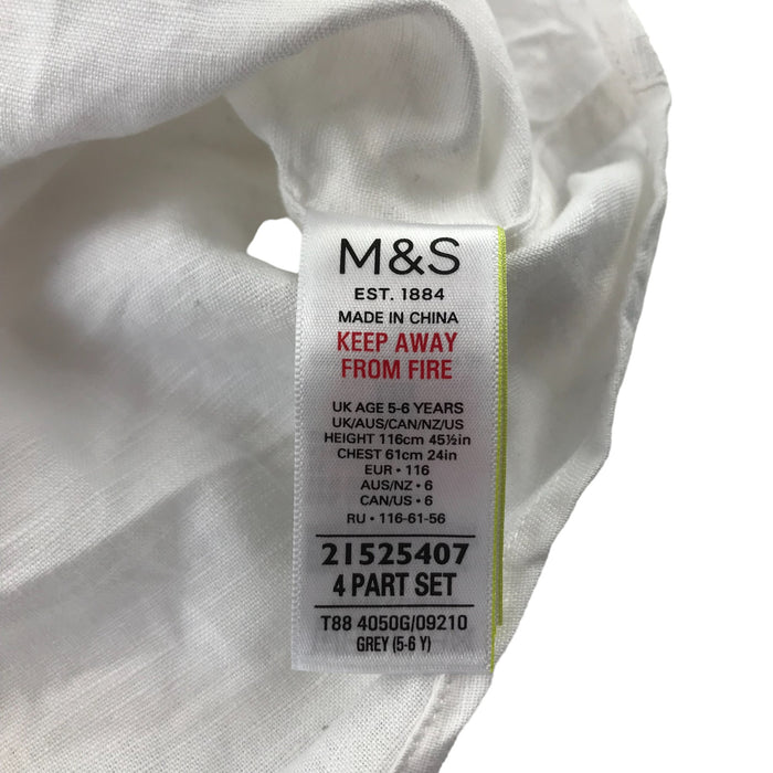 M&S 5-6 years white plain buttoned shirt