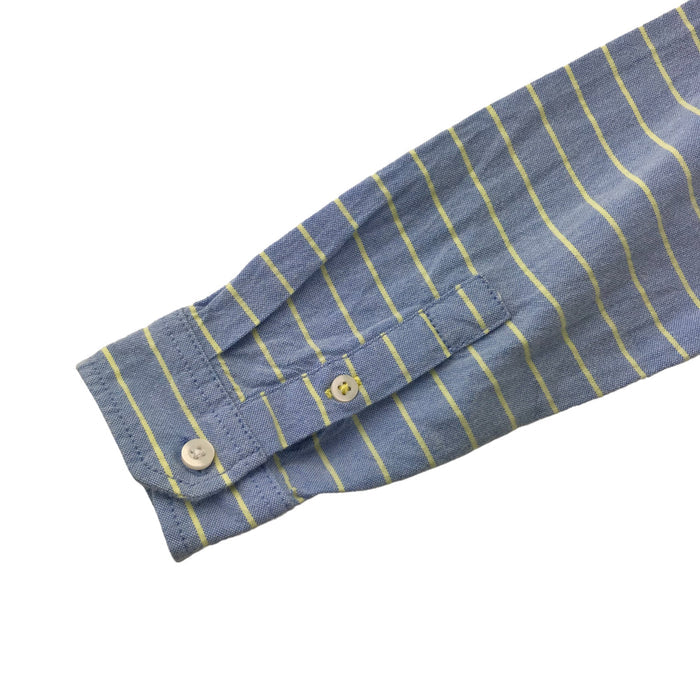 M&S 7-8 years blue yellow striped buttoned cotton shirt