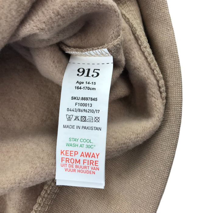 New Look 14-15 years dark beige brown zipped cropped hoodie
