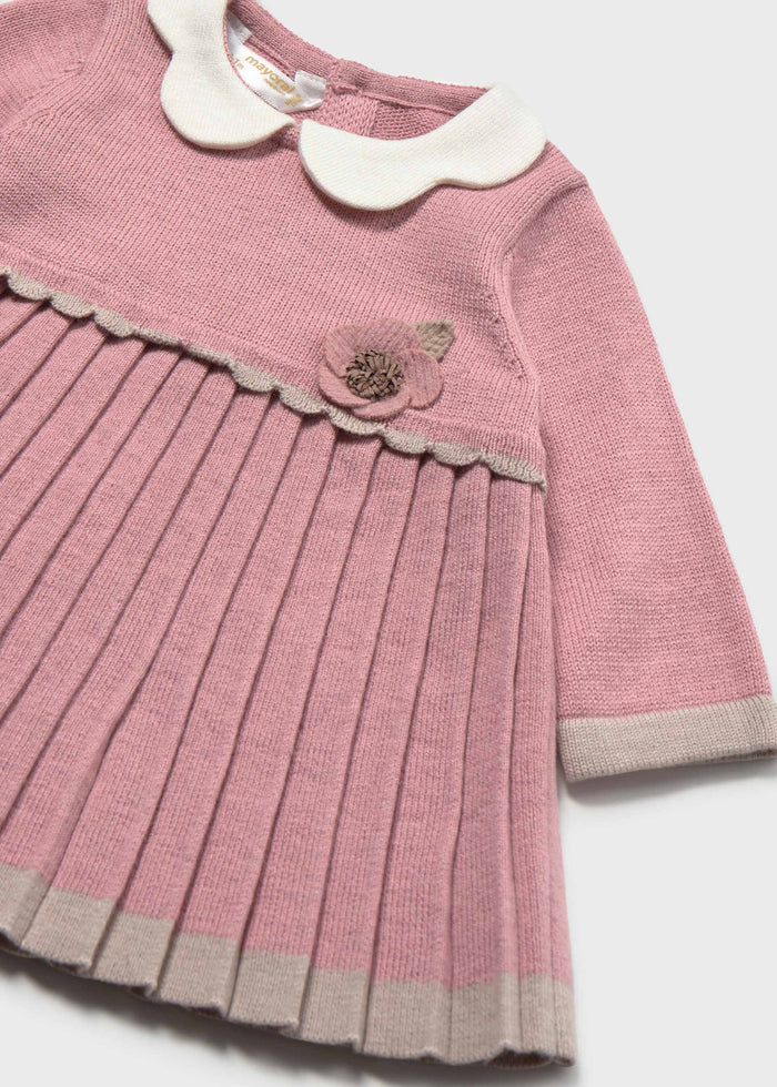 Mayoral newborn girl powder pink knit dress, photo 3