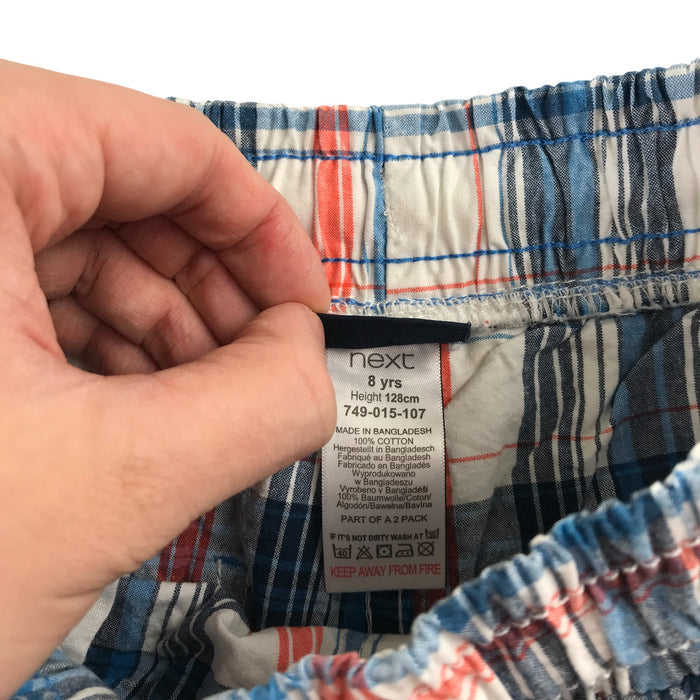 Next 7-8 years white blue and red checked cotton shorts