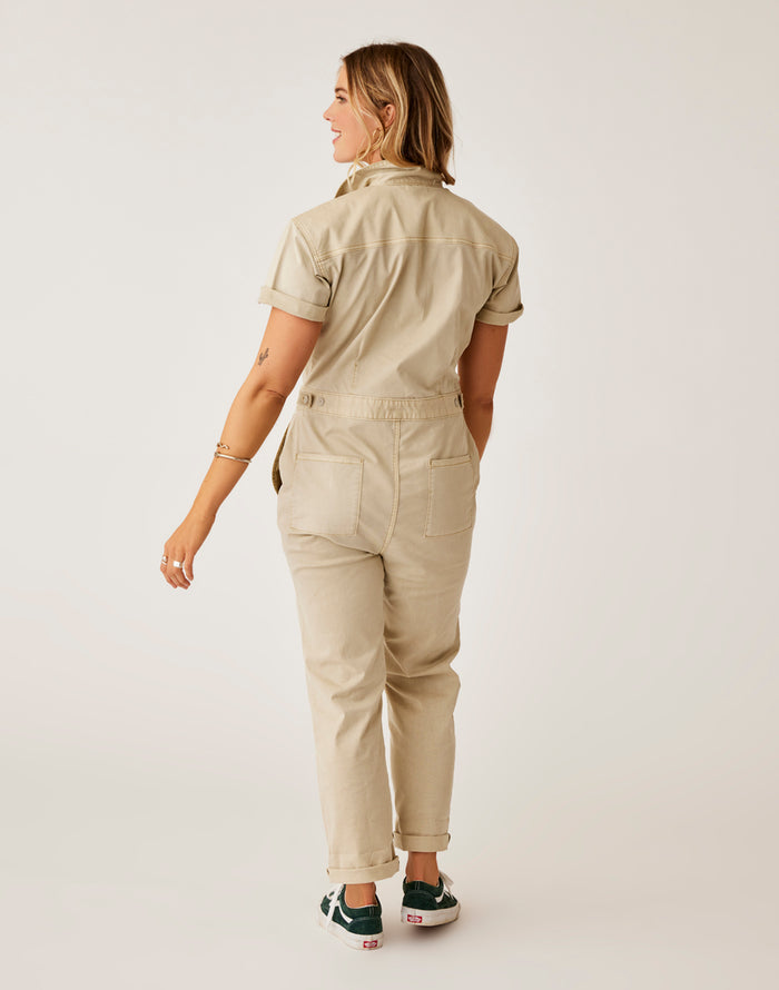 Nyla Twill Jumpsuit: Lt. Khaki Sunkissed - FINAL SALE