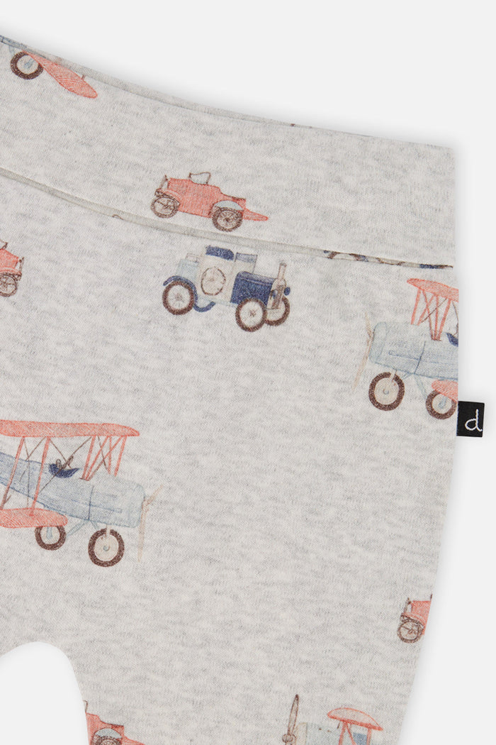 Evolutive pants, beige vintage airplane print, view 4