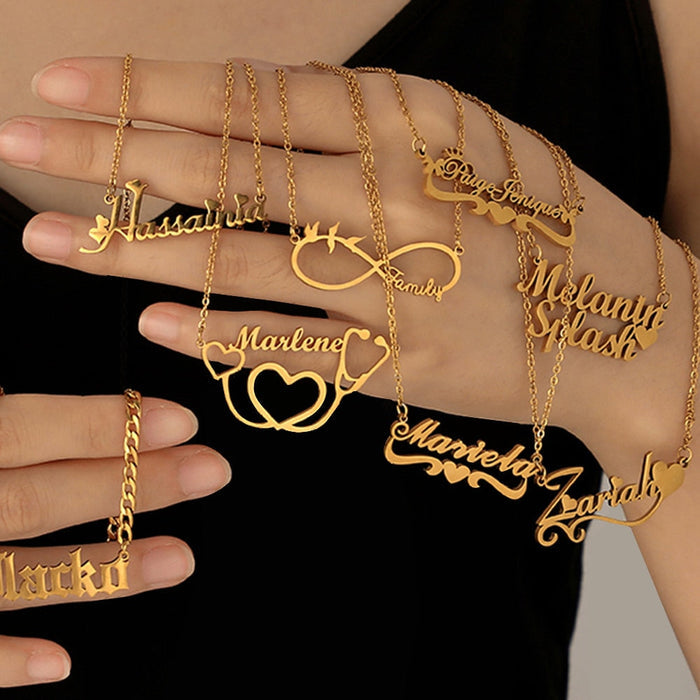 Personalized Name Necklace with a crown For Women Men Gold Silver Chain Lovers - NATASHAHS