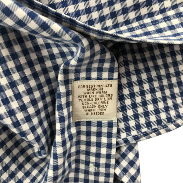 Peter Millar men's L blue and white checked buttoned long sleeve cotton shirt
