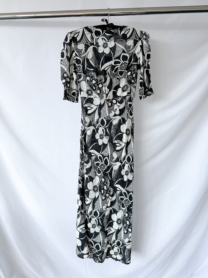 Rixo London Zadie Floral Monochrome Swirl Dress