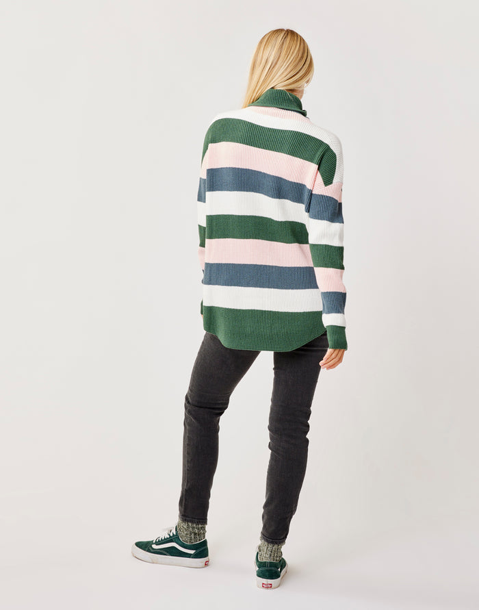 Rockvale Sweater: Cilantro Rugby Stripe - FINAL SALE