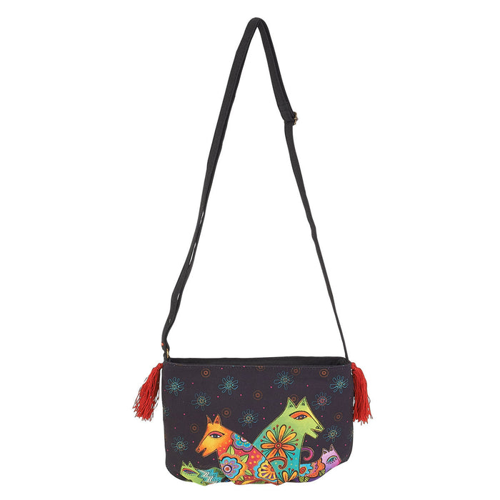 "Sale" Laurel Burch - Canine Clan Small Crossbody Purse with Tassels