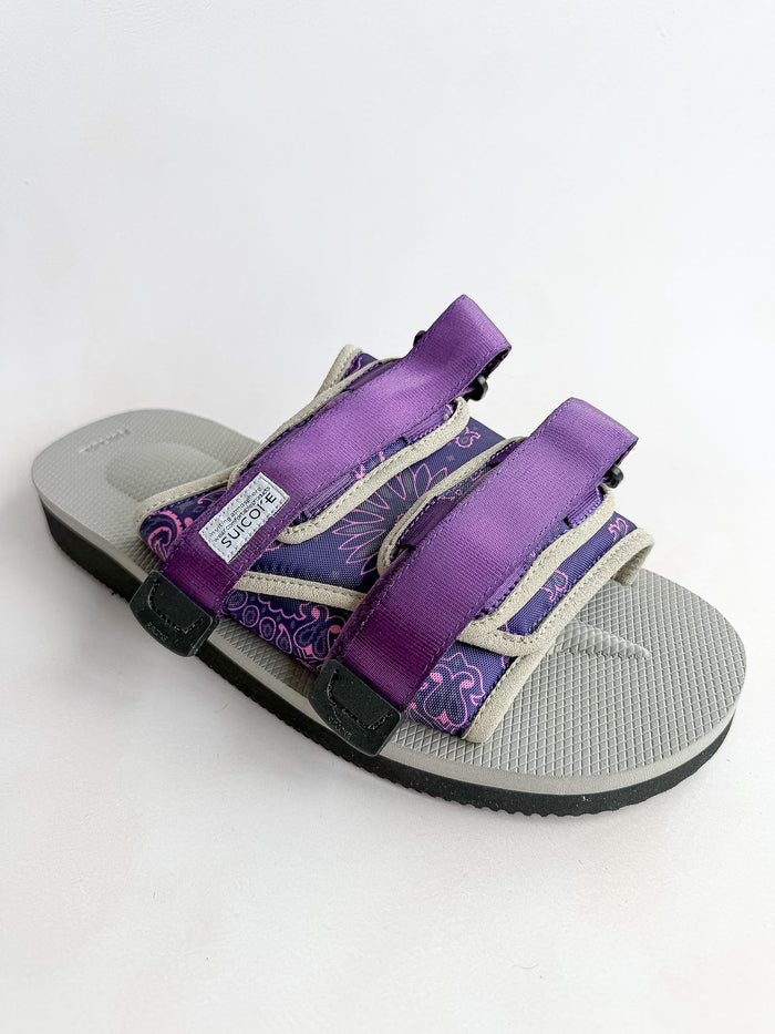Suicoke Moto Cab Purple Paisley Sandals Sliders