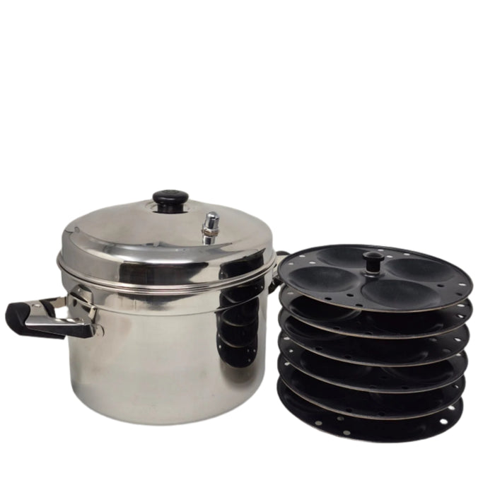 TABAKH Stainless Steel Cooker with 6-Racks Non-Stick Idli Stand, Makes 24 Idlys