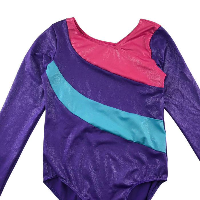 11-12 years leotard purple pink long sleeve leotard