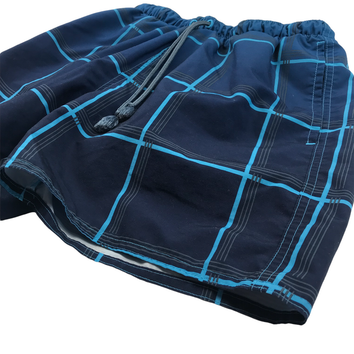 11-12 years navy blue checkeded swim trunks