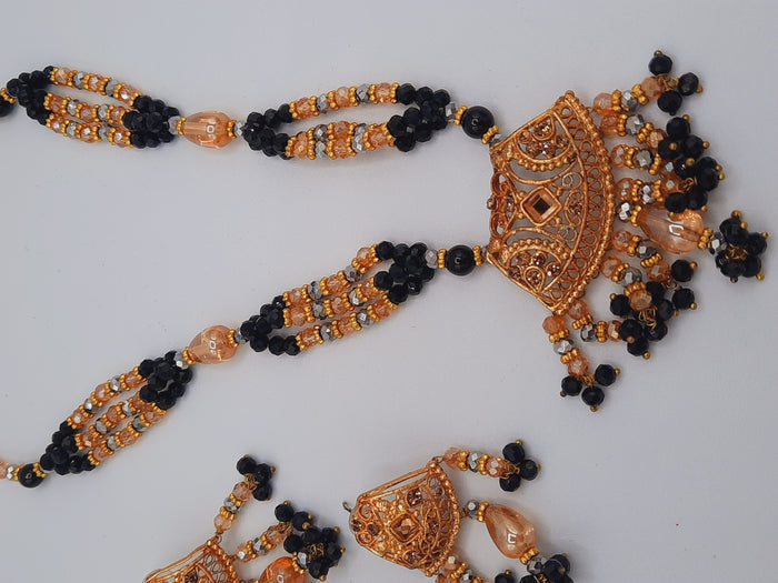 24k gold-plated imitation gold set looks like real gold with black pearls - NATASHAHS