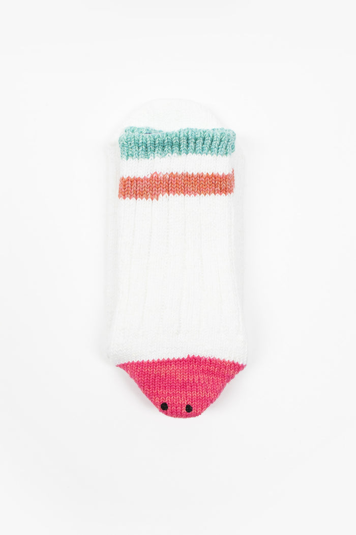 60 Yarns Ivy Rainbowy Happy Heel Hold Socks White/Pink