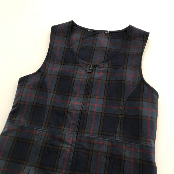 7-8 years navy blue A-line tartan pinafore