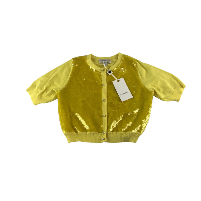 7-8 years yellow sequin twinset cardigan