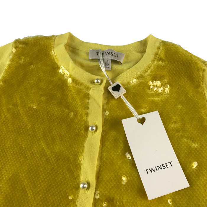 7-8 years yellow sequin twinset cardigan