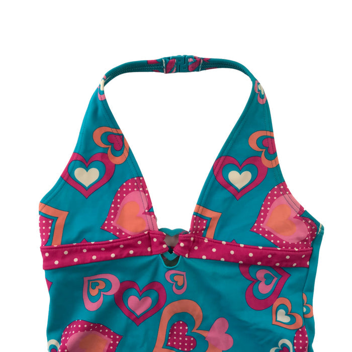 9-10 years pink blue  heart bundle two swim tops