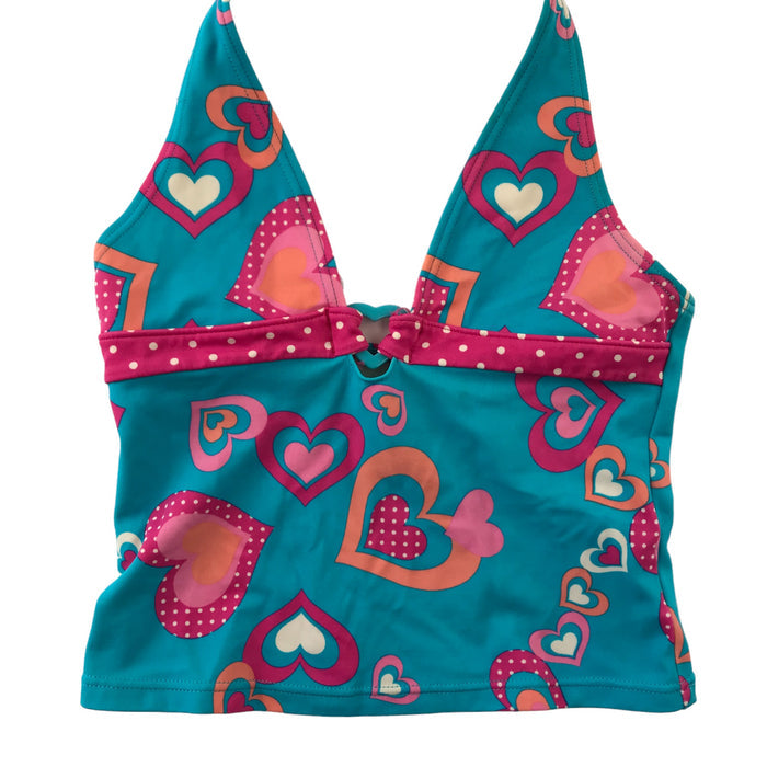 9-10 years pink blue  heart bundle two swim tops