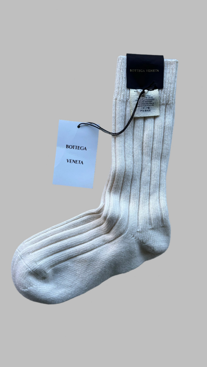 Bottega Veneta Ecru Wool Alpaca Ribbed Socks
