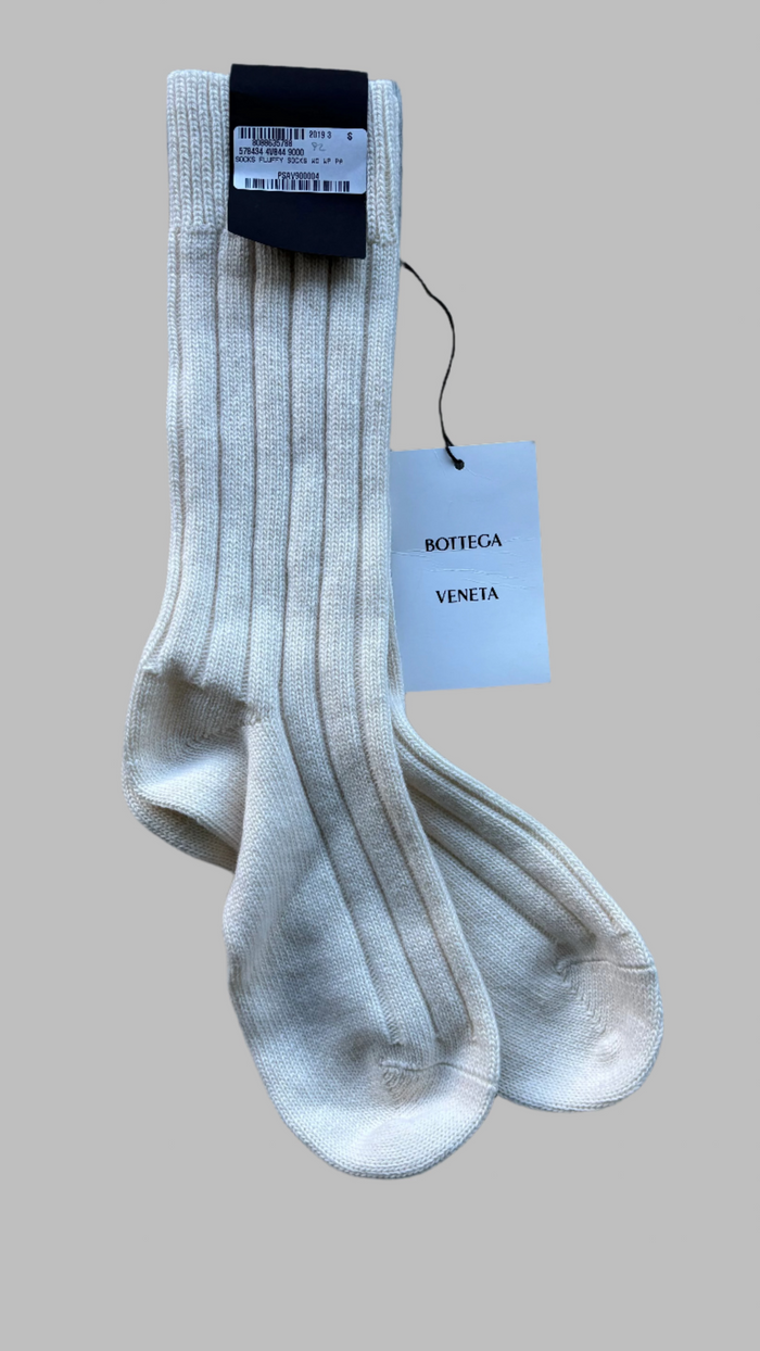 Bottega Veneta Ecru Wool Alpaca Ribbed Socks